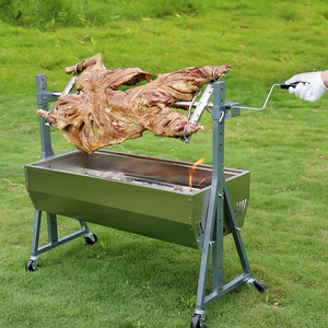 自动旋转烤全羊烧烤炉子烤羊腿烤乳猪野外木炭碳不锈钢烤架家商用