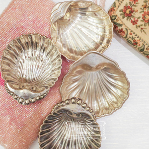 vintagec1930 925纯银贝壳置物碟餐具小众复古西洋宫廷中古洛可可