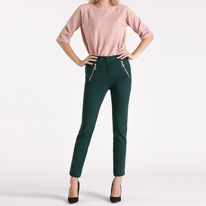 欧单 侧边钉珠弹力修身显瘦罗马布小脚裤ol铅笔裤女秋长裤子1512