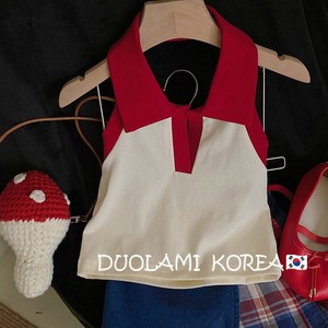 韩版女童吊带背心外穿夏季女宝宝网红炸街冰丝上衣儿童红色挂脖衫