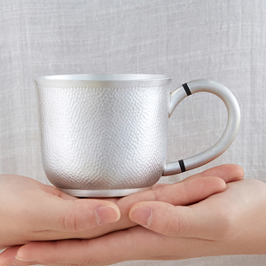 银杯子999纯银食用马克杯饮水杯办公室杯咖啡杯小茶杯男女士家用