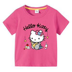 儿童夏季上衣2022新款女童宝宝童装kt猫凯蒂猫短袖打底衫韩版T恤
