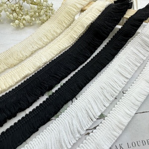 2CM全棉线黑白杏小流苏毛须服装窗帘优质花边 1.5cm排须辅料装饰