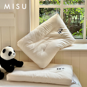 熊猫躺平枕全棉儿童枕芯纯棉枕头40x60家用单人学生护颈枕哄睡枕