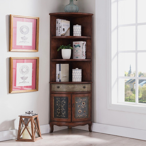 美式乡村复古实木手绘角柜墙角柜转角柜直角柜客厅收纳柜储物柜子