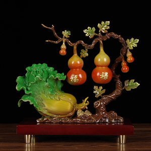 精工彩铜多福多财葫芦摆件福禄百财家居客厅高档装饰品乔迁礼品