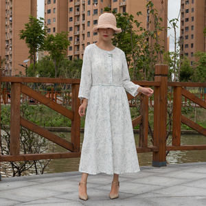 敛独家记忆淘宝瓷语女装2018棉麻连衣裙 正品2018早秋新款复古民族