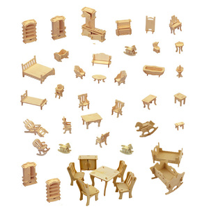 迷你创意手工diy木制34个小家具家居拼装模型玩具 女孩3D立体拼图