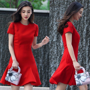 新款红裙子明星同款礼服裙平时可穿结婚敬酒服红色婚庆连衣裙夏季