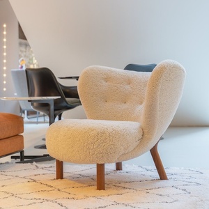 北欧单人沙发椅客厅小户型个性设计师创意布艺羊羔毛绒懒人休闲椅