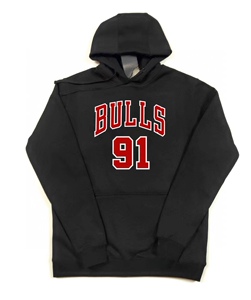 秋冬款芝加哥公牛罗德曼91号篮球运动训练连帽卫衣宽松保暖帽衫男