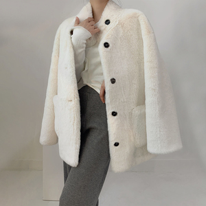 皮毛一体貂毛外套女2022秋冬季新款中长款环保水貂绒毛毛皮草大衣