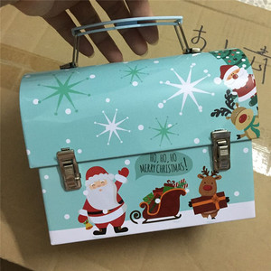 圣诞房子礼品盒 圣诞老人储钱罐 手提款马口铁盒糖果巧克力包装盒