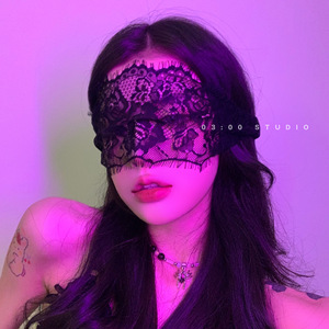 03:00 朦胧眼罩杀 禁欲系黑色蕾丝眼罩情趣性感镂空面纱面具情侣