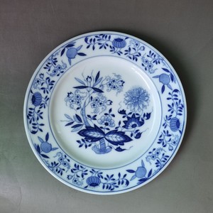 微瑕 醴陵釉下彩群力90年代蓝洋葱老瓷器陶瓷盘梅森盘子经典8寸