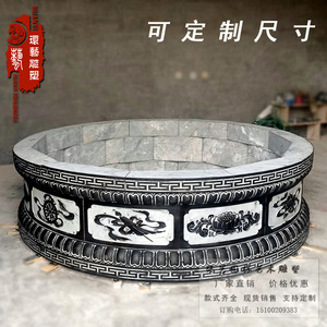 墓碑坟圈围石坟包圆形土坟基石农村土葬墓地大理石花岗岩浮雕定做