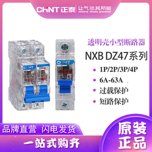 正泰透明空气开关NXB-63T断路器1P 2P 3P 4P工地专用代替DZ47透明