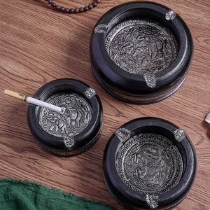 印象泰木头烟灰缸创意复古特色东南亚泰国小礼品实木雕刻烟灰缸木