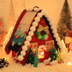 圣诞节小屋礼物立体桌摆件挂饰装饰不织布创意手工diy制作材料包