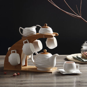 欧式咖啡杯礼品套装 高档结婚咖啡具陶瓷 纯白极简约下午茶具茶杯