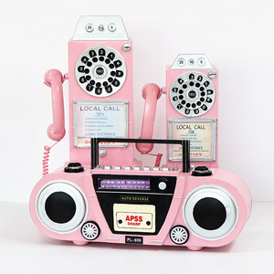 粉色电话机收音机模型复古道具摆件网红店装饰挂件服装店橱窗展示
