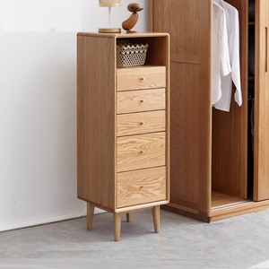 纯实木五斗柜橡木斗橱北欧风格现代简约抽屉柜子床边柜格子斗柜