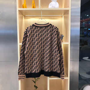 fendi/芬迪 21新款满logo针织衫老花修身女士双f字母羊毛衫女上衣