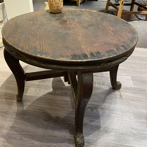 古玩老家具茶几清晚期老包浆圆形小桌子包老书房客订展厅老式摆件