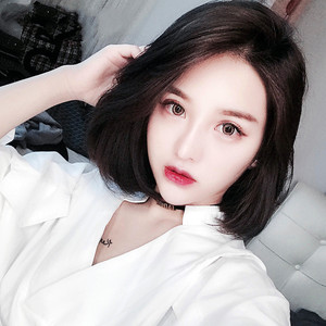 假发女短发中分无刘海短卷发内扣波波头短直发圆脸逼真蓬松bobo头