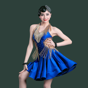 少儿拉丁舞蹈服装儿童花服比赛服成人斜肩艺考演出服女童伦巴表演