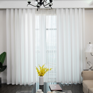 窗帘白纱透光不透人窗纱飘窗阳台纱帘客厅卧室半遮光窗纱保护隐私
