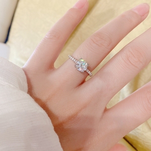 纯银挚爱一克拉四爪钻戒女仿真d色求婚戒指小众设计冷淡风高级感