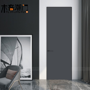 极简木门灰色室内门窄边门轻奢隐形铝木门卧室门现代暗门窄框房门