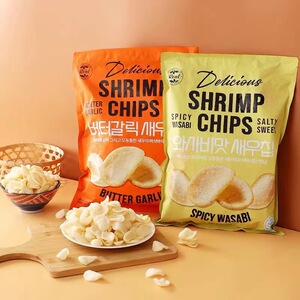 韩国进口零食 莉迩黄油芥末味13.5%鲜虾松脆膨化休闲虾片大包袋装