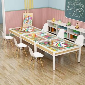 儿童美术绘画桌幼儿园培训桌椅小学生手工设计抽屉画室桌子