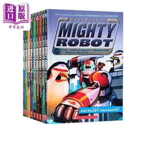 威猛机器人平装9册套装 英文原版 Ricky Ricottas Mighty Robot 内裤超人作者漫画幽默故事 6-12岁全彩桥梁章节书【中商原版?