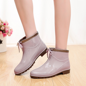 日本雨鞋女时尚款外穿防滑女士水鞋大人低帮胶鞋保暖成人短筒雨靴