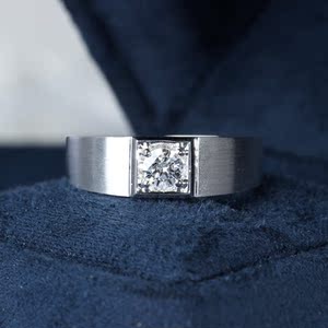 晨诺珠宝 男士钻戒18k白金拉丝单钻男钻戒铂金男士钻戒戒托定制