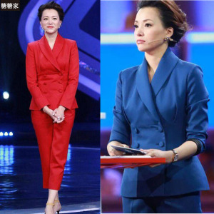 明星同款春秋炸街新款职业时尚西装套装女士西服两件套董卿主持人