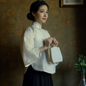 【出租】限时赏味民国宽松斜襟倒大袖旗袍盘扣秋季短上衣小衫蕾丝