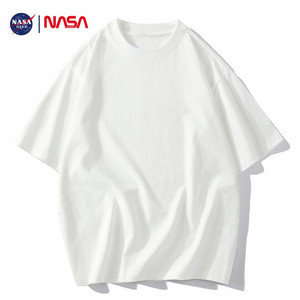 NASA纯棉短袖t恤女纯白内搭纯色白色情侣款男打底衫上衣体恤大码