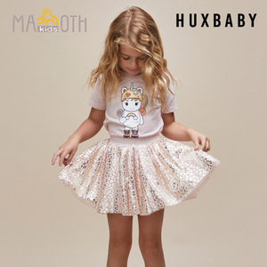 澳洲品牌Huxbaby春夏新款儿童女半身裙小短裙粉色闪闪亮亮公主裙