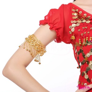 新款女性金色印度舞铃铛臂链肚皮舞演出合金配饰表演臂环手链两用