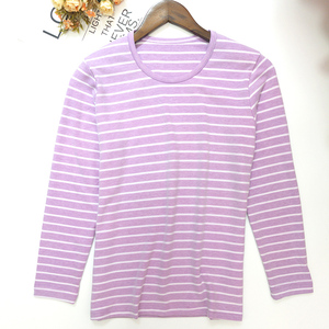 女纯棉舒绒秋衣中老年宽松大码全棉弹力长袖线衣棉毛衫上衣内外穿