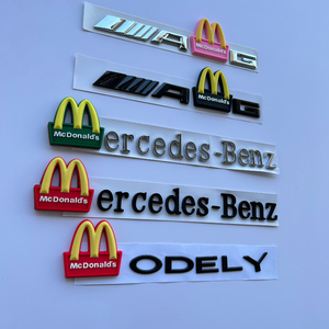 麦当劳M后尾标志奔驰宝AMG改装马M标金拱门车标字牌字标车贴搞笑