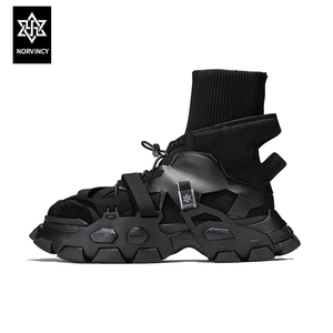 诺凡希 高帮老爹鞋男ins潮创意酷炫复古厚底时尚百搭休闲鞋情侣款