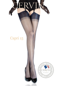法国原产CERVIN capri 15性感超薄透明尼龙复古无弹力长筒吊带袜