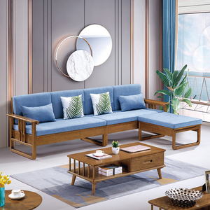 北欧白蜡木小户型实木沙发客厅简约风格家具冬夏两用三人位沙发
