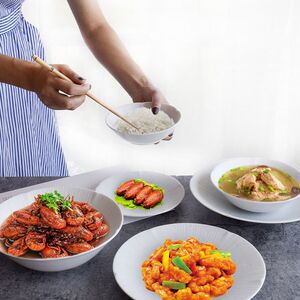 日本进口美浓烧京千段家用盛菜盘子菜盘饭面碗汤盆釉下彩陶瓷餐具