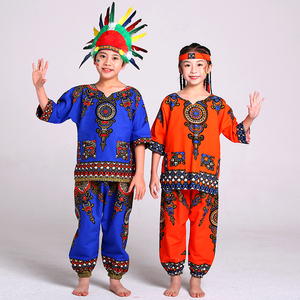 非洲鼓表演服装六一儿童舞蹈演出男女套装少数民族风傣族成人野人